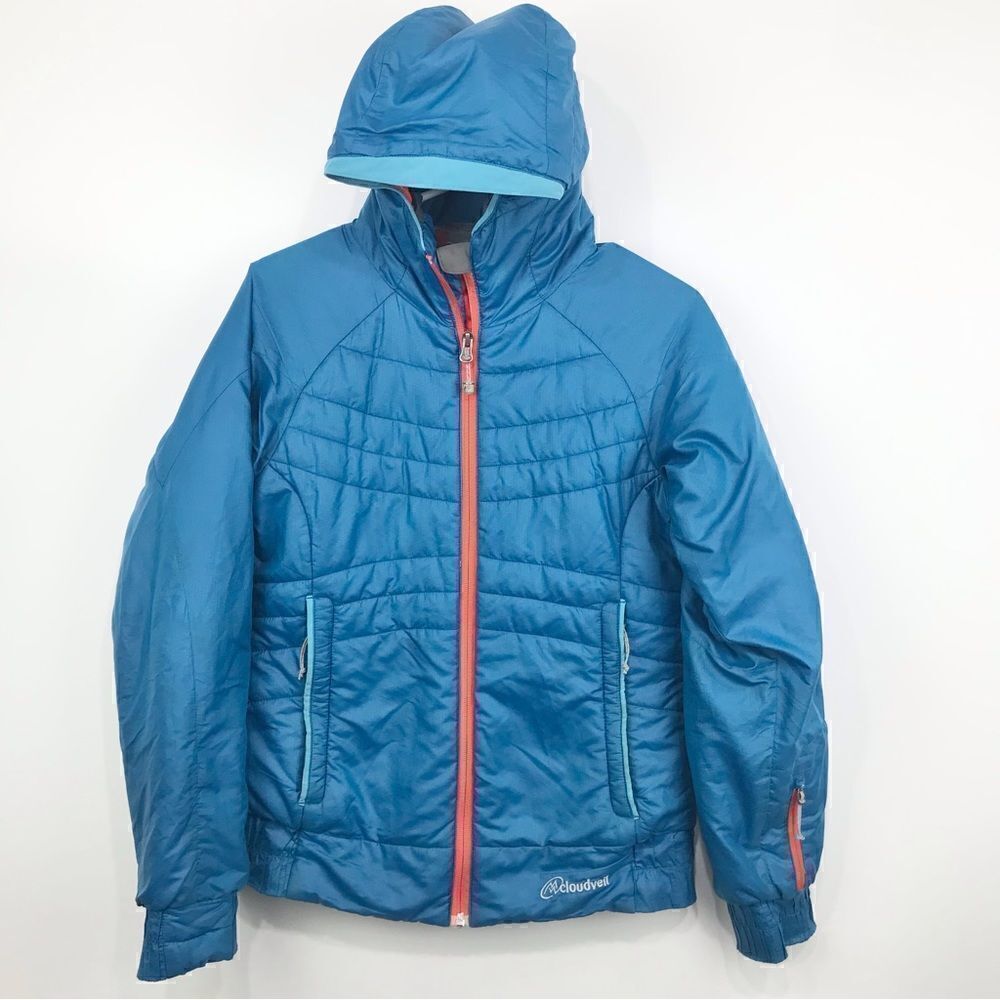 Cloudveil Blue Zip Up Hooded Down Jacket